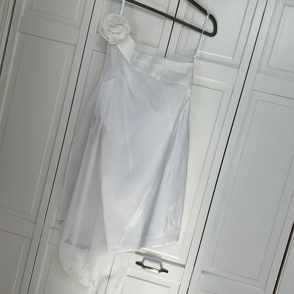 NWT White Jessica McClintock One Shoulder Party Dress